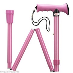 LADIES PINK ERGONOMIC SOFT TOUCH HANDLE ADJUSTABLE FOLDING WALKING CANE-COLORS!!