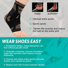 Ankle Brace for Women & Men, Ankle Compression Sleeve Support Copper Infused Ank