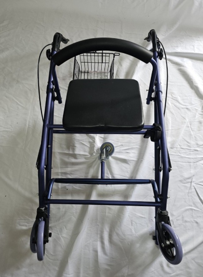 Bariatric Aluminum Rollator Purple Padded Seat Basket and Footrest