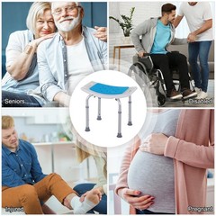 Adjustable Shower/Bath Stool w/ Handles Non-Slip 15.25-20.5″