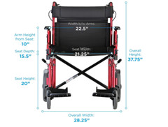 NOVA Heavy Duty Bariatric Transport Chair with 400 lb. Weight Capacity, 22”