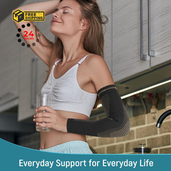 Vlela Copper Elbow Compression Sleeve – Tennis & Golfers Medium, Black