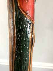 Wooden Walking Stick Staff Cane Hand Carved Painted 44″ Parrot Design