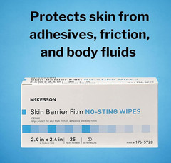 McKesson No Sting Skin Barrier Wipe 2-2/5 X 2-2/5 Inch Sterile 176-5728 25 Ct