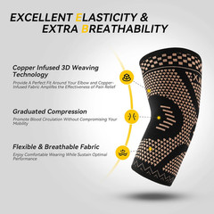 Copper Elbow Compression Sleeve, 2 Pack Elbow Brace for Tendonitis and Tennis…