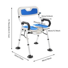 U-Shape Seat Folding Shower Chair for Elderly & Disabled Adjustable Height Stool
