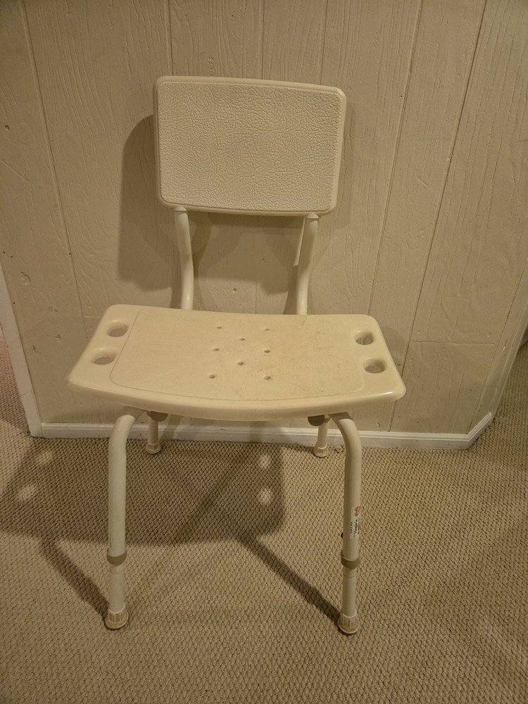 Adjustable Beige Shower Bath Chair Non-Slip Water-Resistant Plastic Aluminum