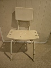 Adjustable Beige Shower Bath Chair Non-Slip Water-Resistant Plastic Aluminum