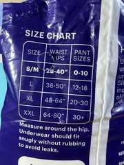Because Overnight Protective Adult Underwear S/M 20 Count New