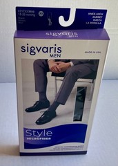 Sigvaris Medical Compression Socks Men Black Microfiber XX Knee High 15-20 mmHg