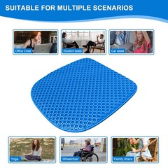 Large Gel Seat Cushion for Long Sitting With Non-Slip Size, Blue