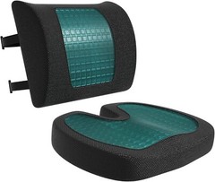 Cojín de asiento y soporte lumbar, espuma viscoelástica Cool Gel, rectangular