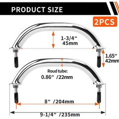 4X Stainless Steel 9“ Boat Polished Grab Handle Round Tube Grab Bar Handrail