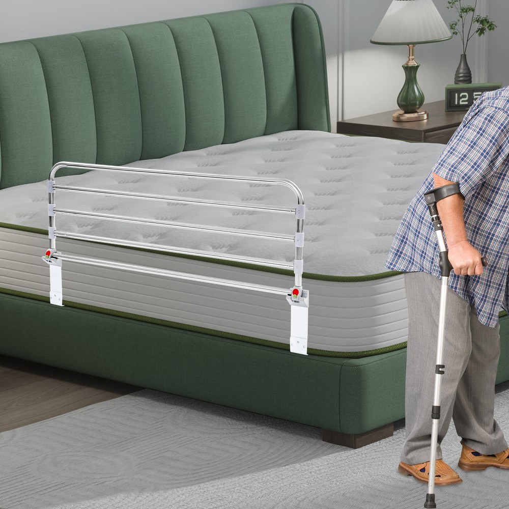 Foldable Portable Safety Bed Guard Stainless Steel Bed Railing for Seniors 90cm