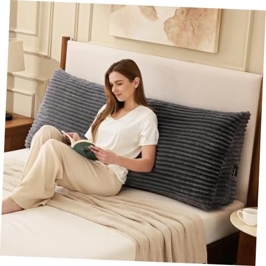Headboard Pillow Headboard Wedge Pillow, Back Rest Pillows for Queen Dark Grey