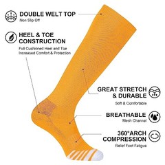 2/3 Pack Baseball Soccer Softball Socks for Kids Youth Medium Gold (2 Pack)
