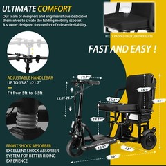 3-Wheel Mobility Scooter Easy Folding Mobility Scooter for Adults 8AH 36V 300W