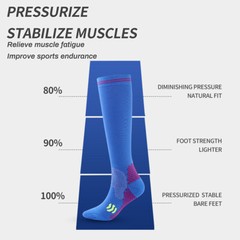 3 Pair Firm Compression Hose Opaque Knee High Wide Calf Black+Blue+White