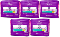 Poise Light Regular Length #3 Light Absorbency Pads, 30 Pads-Pack of 5=150 Pads