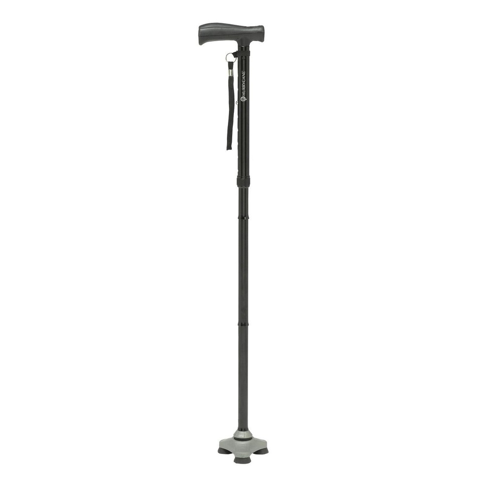 HurryCane Adjustable Folding Cane T-Handle Portable Walking Cane Black-Free Ship