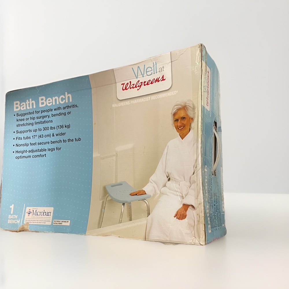 Walgreens Bath Bench Adjustable Height Fits Tubs 17″ & Wider Holds Up To 300lbs