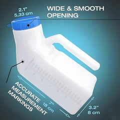 Urinals for Men Glow in The Dark Lid by Tilcare (1 Pack) – 32oz/1000mL Thick Pla