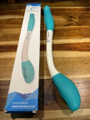 Fanwer Toilet Tissue Aid Ergonomic Shape Soft Rubber Handle Teal White Portable