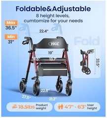 Walkers for Seniors, Z21 Rollator Walker with Seat Supports 350lb, 8″ Big Wheels