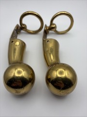 Vintage Horse Hames 6.5” Heavy Solid Brass Ball End w/ Ring Set of 2