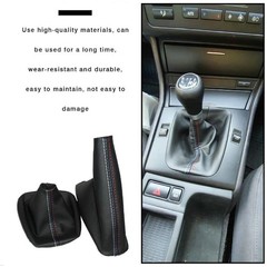Car Gear Shift Knob Cover + Manual Handbrake Gaiter as picture show, Black