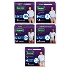 Depend Night Defense Underwear Men Overnight Absorbency Leak Protection S/M/L/XL
