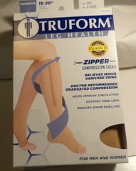 TRUFORM LEG HEALTHZIPPER COMPRESSION SOCKS OPEN TOE MODERATE X-LARGE NEW IN BOX