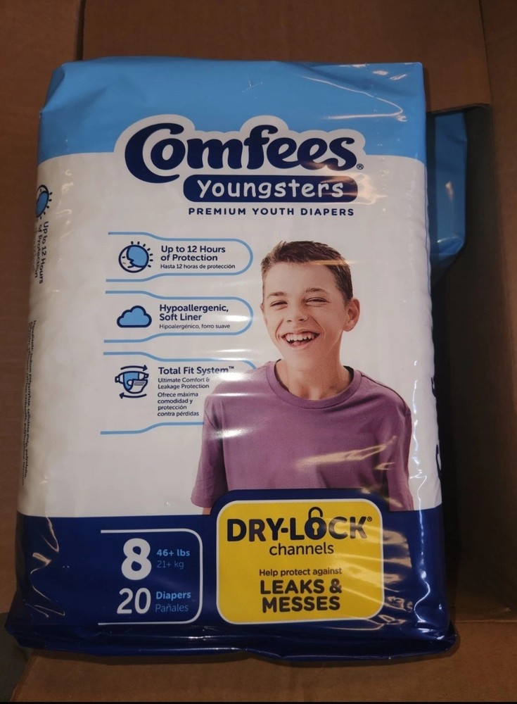 Comfees Youngsters Youth Incontinence Brief Size 8 Contoured 20 Ct Per Bag