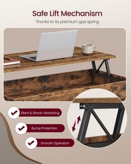 Vasagle Lift Top Coffee Table Lift Tabletop Dining Table Gas Spring Hidden