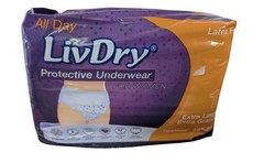 LivDry Protective Underwear Briefs Women’s Latex Free Size XLARGE 11 Count NEW