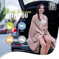 BOACAY Soft & Warm Travel Blanket for Airplane & Car – Long Single, Pink