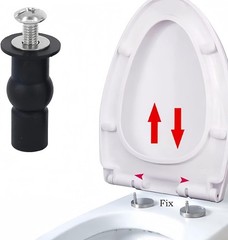 Universal 2PCS Toilet Seat Hinges Screws, Top Fixing 1.6, black