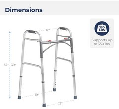 Drive Medical Deluxe 2-Button Folding Walker, Silver, 10200-1 Lightweight 2516Q