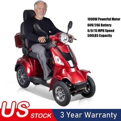 1000W Heavy Duty Senior Mobility Scooter 60V 20Ah 37 miles Long Range 500lbs