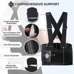 Back Brace for Men Lower Back Heavy Lifting with Suspenders, Back Support Belt f