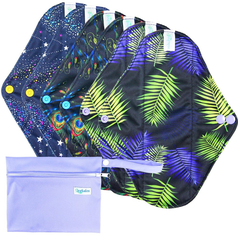 Leekalos Bamboo Menstrual Cloth Pads – Reusable Small (Pack of 6), Mystery