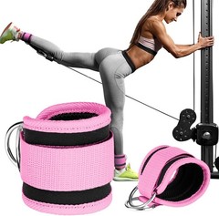 1 Pair Adjustable Ankle Straps Resistance Bands with D-Ring for Gym Training
