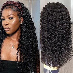 Punmasa Headband Wig Deep Wave 22 Inch Human Hair Curly Glueless Human