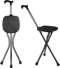 Yayayo Hold 440 Lbs Folding Canes with Seat Walking Stick Height Adjustment Cane