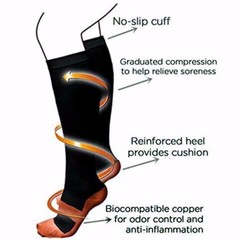 Copper Infused Compression Socks 20-30mmHg Pain Relief For Mens Womens Sport