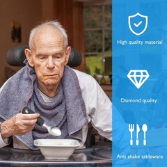 Adaptive Utensils 4 Piece Set Weighted Hand Tremors Elderly Stainless Steel