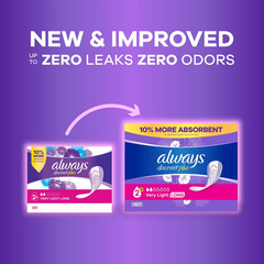 Always Discreet Women’s Incontinence Liners Very Light, Long 44 x 3 = 132 ct