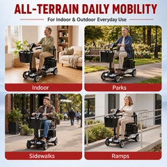 4 Wheel Mobility Scooter Adults Seniors 350W 350lbs 15 Mile Silver Swivel Seat