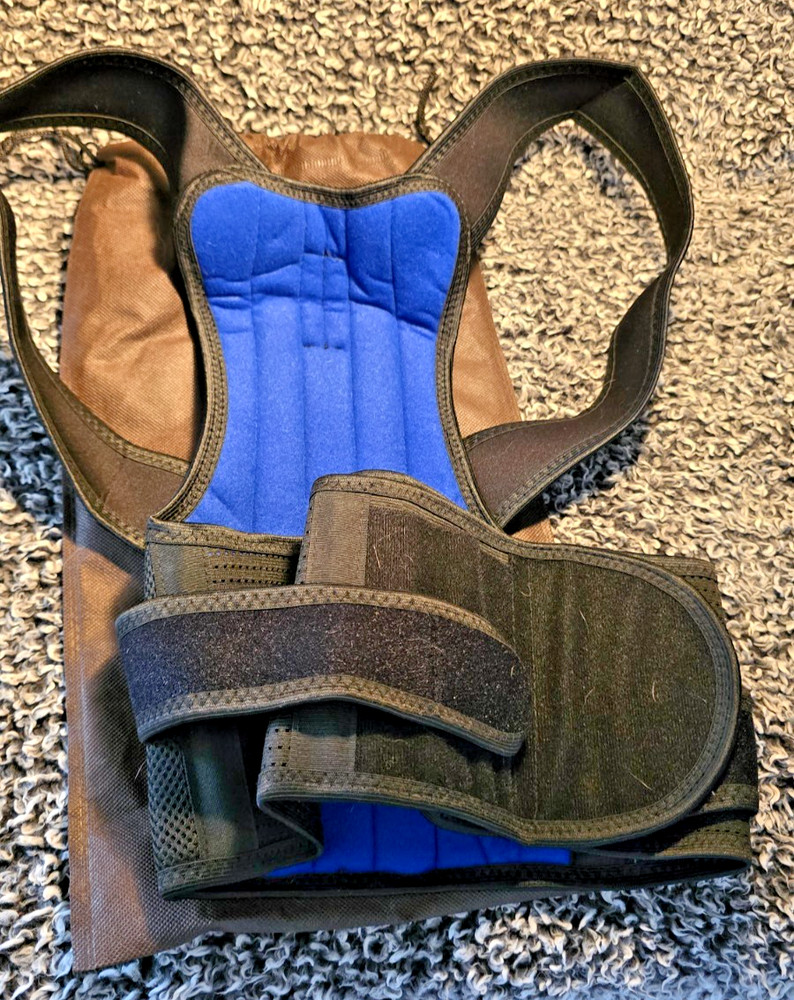Unbranded Adjustable Posture Corrector Back Brace Black Blue Shoulder Support No
