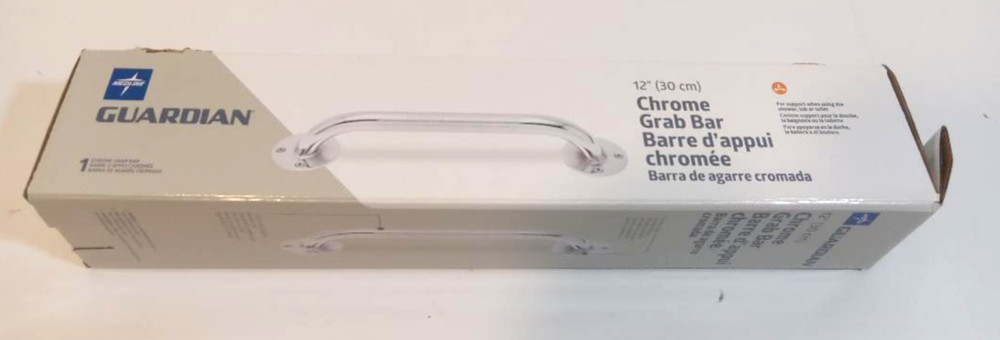 Medline Guardian Chrome Grab Bar Stainless Steel Safety 12″ Knurled Grip 300 lbs
